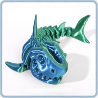 Figura de Tiburón Blanco Impresa en 3D con Divertido Diseño de Esqueleto Móvil, Ideal para Decoración de Escritorio