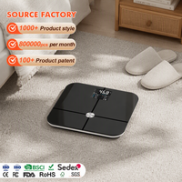 Balance connectée numérique pour la graisse corporelle, écran LCD noir, OEM ODM, 180 kg/396 lb, pour salle de bain