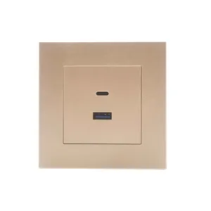 High quality UK standard double switched double socket outlet type A+C electric wall socket