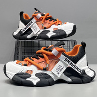 Sepatu Kasual Pria Model Terbaru Musim Gugur, Dual-Mesh Warna-Blok Sol Tebal - Gaya Serbaguna Terlaris, Tampilan Berlapis, Desain Sporty
