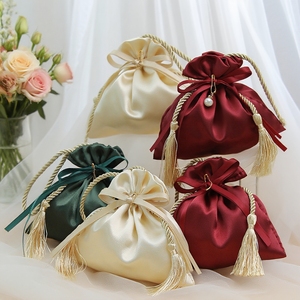 Bolsa <span class=keywords><strong>de</strong></span> Dulces <span class=keywords><strong>de</strong></span> Satén Hecha a Mano con Borla, Bolsa <span class=keywords><strong>de</strong></span> Regalo <span class=keywords><strong>de</strong></span> Boda Portátil, Decoraciones Personalizadas al por Mayor - Product Image 2