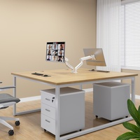 Soporte de Brazo para Dos Monitores con Movimiento Completo, Montaje con Abrazadera en C para Escritorio, Brazo Ajustable con Resorte para Oficina en Casa o Espacio de Trabajo