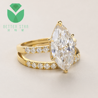 Ensemble de mariage tendance Better Star, diamant de laboratoire certifié IGI de 1 à 3 carats, taille marquise, or blanc 18 carats, bague de fiançailles