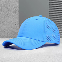 Gorra de Béisbol de 6 Paneles, 100% Poliéster, Impermeable, con Logotipo Personalizado, Perforada con Láser, Transpirable, con Protección Solar, para Primavera/Verano
