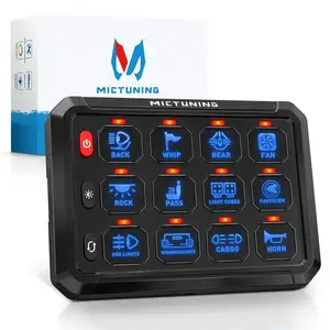 MICTUNING APP Control LED ROCKER SWITCH PANELMulti-Fuctions 12Gang Switch Panel 12v panel marine car