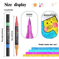 Marqueur double pointe double couleur à paillettes épaisses, pointe souple double face pour enfants et étudiants, dessin coloré fluorescent