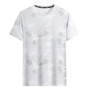 <span class=keywords><strong>T</strong></span>-<span class=keywords><strong>shirt</strong></span> d'é<span class=keywords><strong>t</strong></span>é à manches courtes en soie de glace pour hommes imprimé dégradé à séchage rapide haute élasticité haut de sport décontracté climatisation solide - Product Image 4