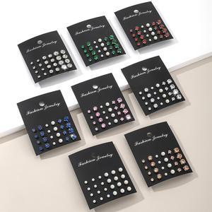 Ensemble de boucles d'oreilles clous fantaisie pour femme, serties de zircon rond à griffes, bijoux de fête, 12 paires - Product Image 4