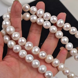 Grandi <span class=keywords><strong>Perle</strong></span> Bianche <span class=keywords><strong>di</strong></span> circa 12mm con Filo, Leggermente Imperfette, <span class=keywords><strong>Perle</strong></span> d'Acqua Dolce Sciolte per Collane Fai da Te, Semilavorato - Product Image 2