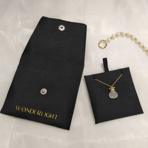 Nuevo Estuche para Joyas de Microfibra de Gamuza Color Marfil con Cierre a Presión y Logotipo Personalizado, con Caja y Almohadilla Interior para Regalo - Product Image 6