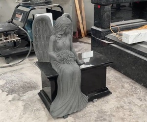 European Style Granite Sitting <strong>Angel</strong> Statue Cemetery Memorial Bench Monument <strong>Headstone</strong> - Product Image 3