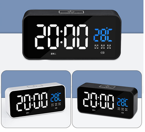 Âm Nhạc LED Hiển Thị Kỹ Thuật Số Bảng Âm Nhạc Đồng Hồ Báo Thức Với Gương 3 Cài Đặt Báo Thức - Product Image 2