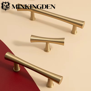 Poignée carrée en laiton massif, moderne, pour armoire de cuisine, commode, tiroir, bouton de meuble de chambre, quincaillerie en cuivre pur - Product Image 5