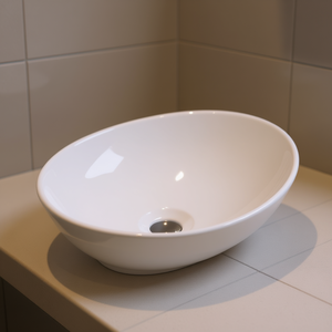 Lavabo Ovalado de Cerámica para Baño, 16 x 13 x 5.5 Pulgadas, Montaje en Encimera, Diseño que Ahorra Espacio, Estilo Minimalista - Product Image 2