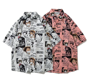 Camisa <span class=keywords><strong>Casual</strong></span> Personalizada para <span class=keywords><strong>Hombre</strong></span>, <span class=keywords><strong>Manga</strong></span> <span class=keywords><strong>Corta</strong></span>, Impresión 3D, Estilo Japonés One Piece, Hip Hop Urbano - Product Image 1