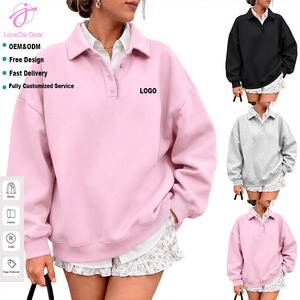 Felpa Loveda con Logo Personalizzato, Nuova Collezione, Manica Lunga, Casual, Sportiva, Scollo a V, Spessa, per Donna - Product Image 1
