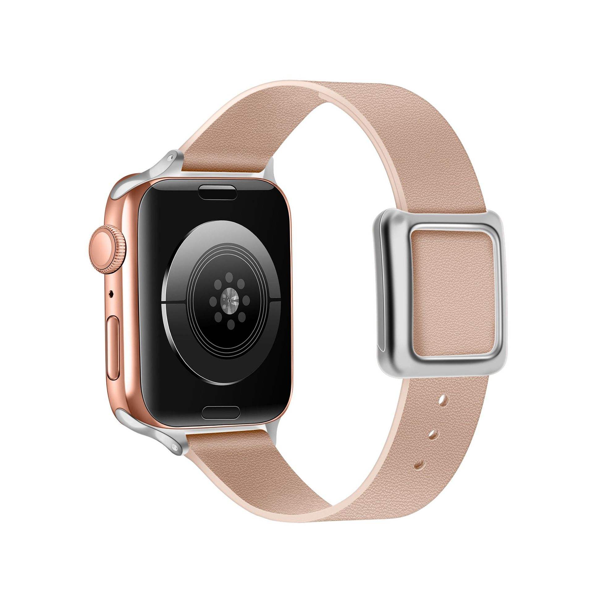 Boucle argentée bande rose