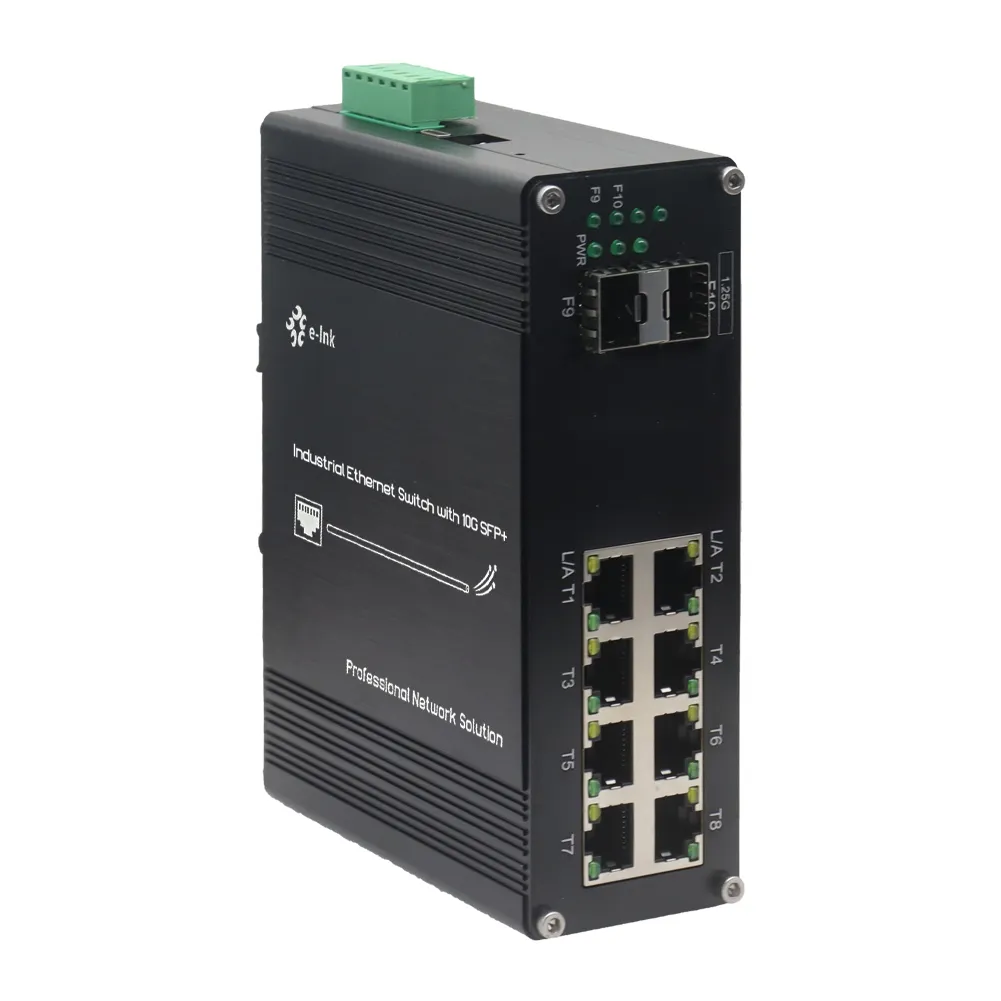 Controlado Ethernet Switch 8 Porta 10/100/1000T + 2 Porta 1000X SFP Fibra Industrial Switch PoE Rede opcional