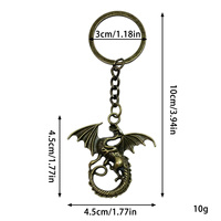 Pendentif en alliage de zinc Dragon ailé en bronze antique, style punk, pour sac à dos et clés de voiture, porte-clés unisexe Y22