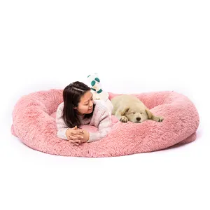 Atacado Popular Gigante Rodada Plush Cozy Humanos Dog Bed Para Pessoas Adultos Lavável Matress Espuma De Memória Grande Tamanho Pet Sofá-cama