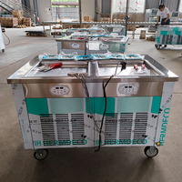 Machine mobile à rouler la crème glacée à double poêle
