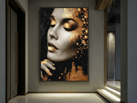 Peinture sur toile sexy de femme africaine nue noire et dorée pour la décoration du salon, de la chambre à coucher ou du bureau