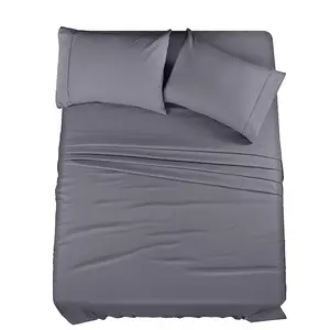 Venta al por mayor personalizar 140x200 juego de sábanas de bambú de tamaño completo suave cómodo con relleno de algodón fundas de cama de color gris