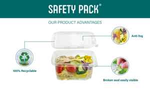 Reciclable SC6B1 Contenedores de dos piezas a prueba de manipulaciones 32 Oz/950CC PET Embalaje seguro de alimentos para Fideos y otros alimentos seguros - Product Image 1