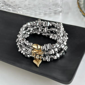 Luxus High-End Broken Silver Perlen Armband Vintage-Stil Unregelmäßiges Herz Gold Schönes Mode accessoire - Product Image 4