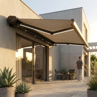 Tenda da Sole Retrattile con Braccio Curvo e Opzione Luce LED Integrata per Terrazze e Giardini Residenziali, Direttamente dalla Fabbrica