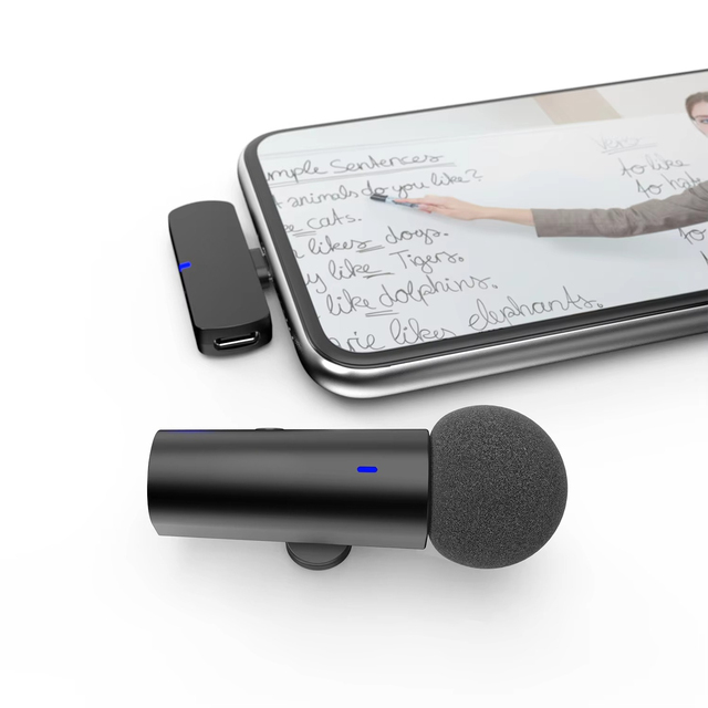 Prodfessional Podcast Youtube Collar Mic Cordless Lapel Lavalier Uhf 2.4G Wireless Microphone