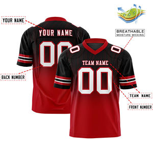 Maillot de football américain personnalisé à dégradé noir et rouge, tendance, pour l'extérieur - Product Image 2