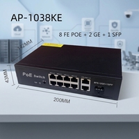 Switch PoE Gigabit QoS RJ45 52V 10/100MB 8 ports PoE + 2 ports uplink + 1 port SFP 100MB, portée 250 mètres, pour caméras IP, direct usine