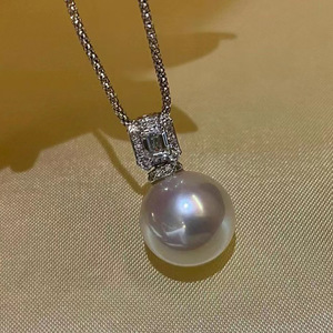 Colgante de Plata S925 para DIY con Soporte Vacío para Perlas, Estilo Gema, para Collares, para Perlas de 10-15mm, 30872, Encanto Diamante - Product Image 2