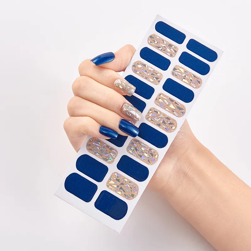 All'ingrosso custom designer 3d nail art wraps sticker decalcomanie strips semi cured gel polish nail sticker