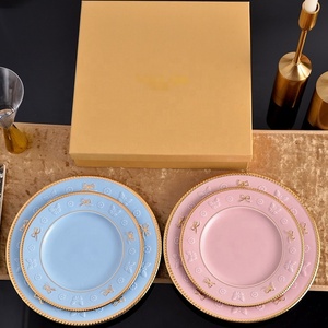 Luxury Tableware Hand Painting Fine Bone China <b>Plate</b> Golden <b>Ceramic</b> Round <b>Plates</b> - Product Image 1