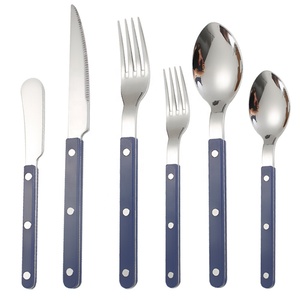 Service de Couverts en Acier Inoxydable de Restaurant avec Manches en Acrylique Effet Marbre <span class=keywords><strong>Bleu</strong></span> Rose Vert - Product Image 1