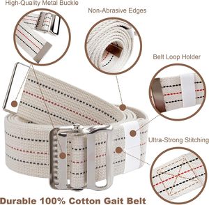 Cinturones de Transferencia para Caminar de 60 Pulgadas con Hebilla Metálica para Terapia Física de Ancianos, Suministros para Cuidadores - Product Image 3