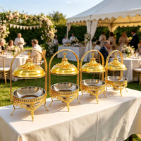 Plat à chafing de luxe en acier inoxydable 201, ensemble de buffet de 8 litres, alimenté au combustible, doré, pour restaurant, banquet, mariage, fête, hôtel, salle à manger