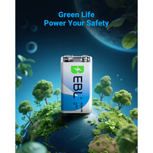 Piles alcalines EBL AA modèle 9V, lot de 4, longue durée, cylindriques, motif bouton, pour détecteurs de fumée domestiques et jouets - Product Image 6