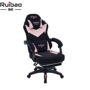 <span class=keywords><strong>Silla</strong></span> de juego de tela <span class=keywords><strong>rosa</strong></span> <span class=keywords><strong>y</strong></span> <span class=keywords><strong>negra</strong></span> con reposapiés, <span class=keywords><strong>silla</strong></span> ergonómica reclinable para computadora para chicas gamers - Product Image 3