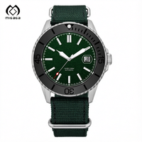 Montre mécanique Migaga NH35 avec mouvement 30ATM, personnalisée en fibre de carbone, luminescence C3, bracelet Natos, cadran vert, montre automatique de plongée