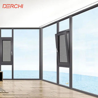 Fenêtre à battant triple vitrage en aluminium à rupture de pont thermique, résistante aux ouragans, avec fonction oscillo-battante, pour chambre de villa