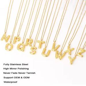 Wholesale Fashion Environmental Stainless Steel Ballon <b>Initial</b> Alphabet Letter Pendant Necklace - Product Image 3