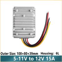 Nouveau convertisseur de puissance DC-DC élévateur 2026, étanche IP68, 5V 6V 9V 10V 11V vers 12V, 20A 15A 10A, boîtier en aluminium