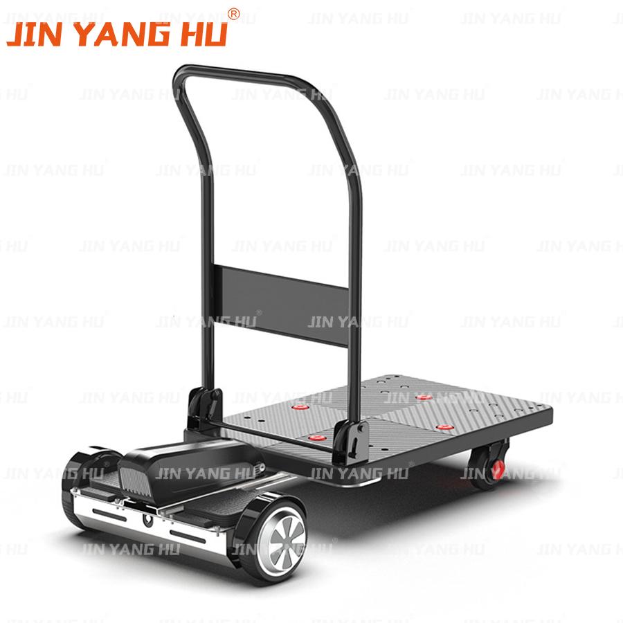 JIN YANG HU Electric Trolley Flatbed Logistics Picking Truck Turnover Folding Trolley Self-Balancing Scooter Hand Cart