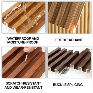 WPC Wall Panels-Eco-Friendly Waterproof Moisture-Proof <strong>Bamboo</strong> Cladding for Villa Office Exterior/Interior Walls Textured Wooden - Product Image 4