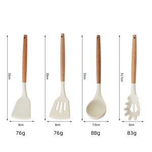 Ensemble d'ustensiles de cuisine en silicone Hotcustom de 12 pièces avec manche en bois, cuillère, brosse, spatules, logo personnalisé, ustensiles de cuisine résistants à la chaleur - Product Image 4
