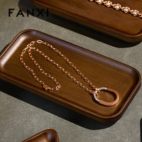 Ensemble de plateaux de présentation de bijoux en bois massif, modulaires, de forme géométrique, couleur noyer, pour bagues, boucles d'oreilles et colliers, vente en gros pour boutiques