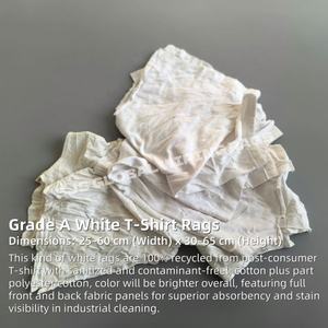 Trapos de Limpieza de Algodón Puro Reciclado para Uso en Talleres, 10KG, 25KG, 100KG de Trapos de Camiseta Blancos, Trapos de Construcción - Product Image 2